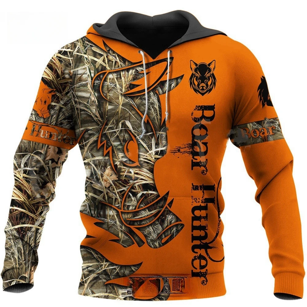 Boar Hunting Orange Camo 3D Printed Jacket Men men Harajuku Hoodie Unisex Casual Streetwear Sweatshirt Pullover Tops Hoodie