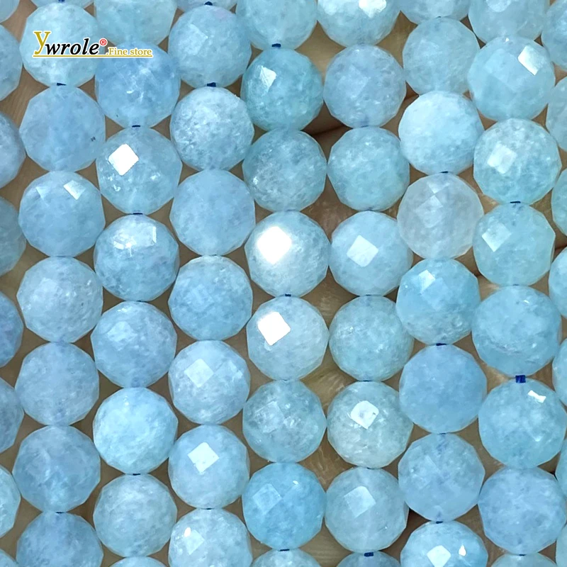 Naturstein Chalcedon Aquamarin Farbe Facettierte Runde 6 8 10mm Zwischenperlen für Schmuckherstellung DIY Armband Charms Zubehör