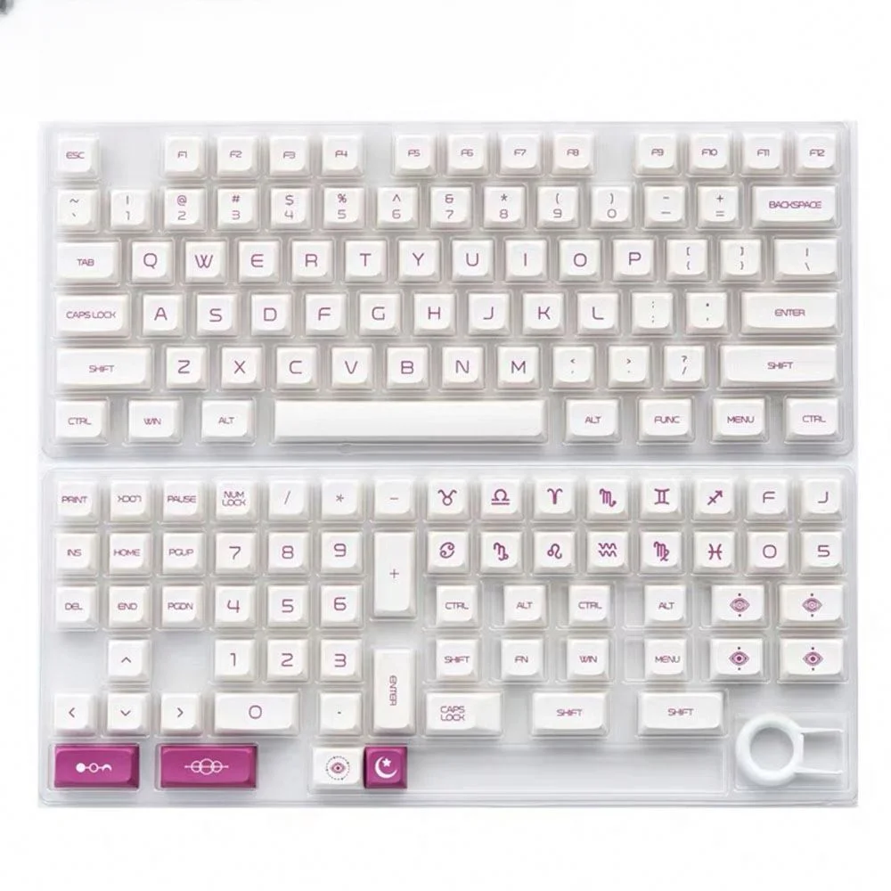 White And Milk Purple Color Qx1 Profile Keycap 139 Dye Sublimated For Mx Switch Mechanical Keyboard