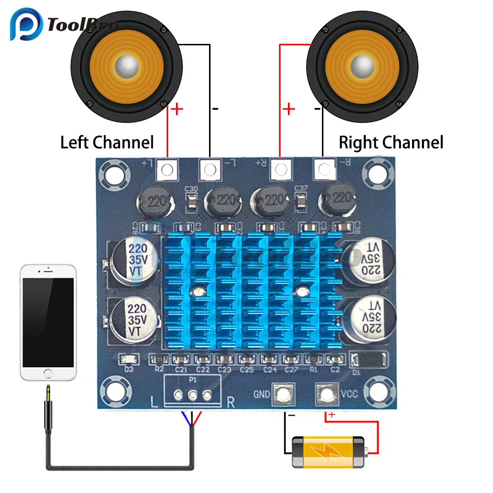 XH-A232 TPA3110 30W+30W 2.0 Channel Stereo Digital Power Amplifier Board DC 8-26V 12V 24V for Arduino Car Home Speaker Subwoofer