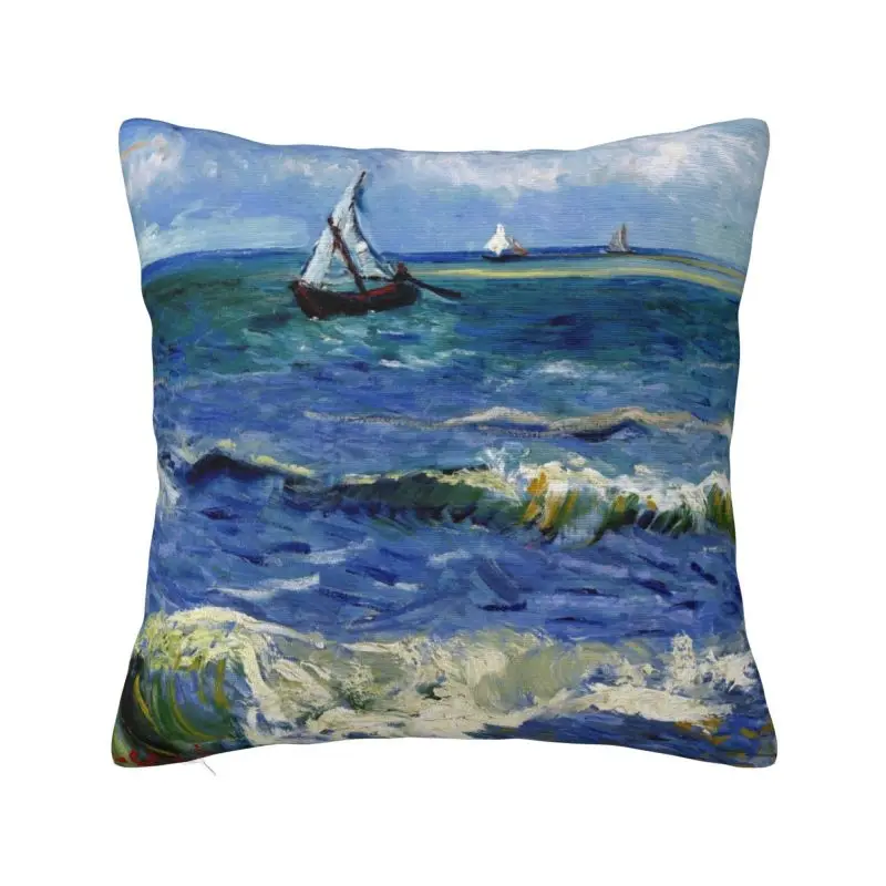 Vincent Van Gogh Pillow Home Decor Modern Beach at Scheveningen in Stormy Weather Outdoor Cushions Square Pillowcase