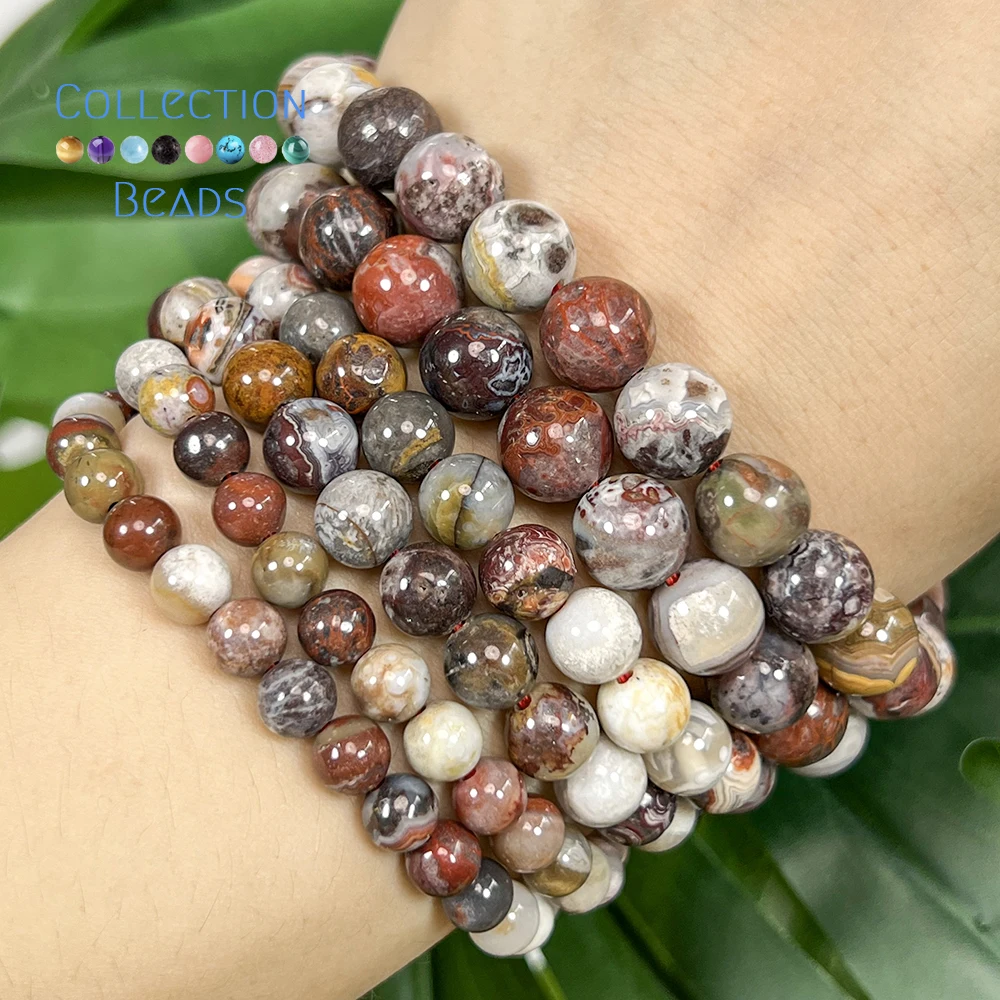 Natürliche 6 8 10mm Steinperlen Bunte Crazy-Achat Runde Lose Perlen für Schmuckherstellung DIY Armband Zubehör 15 Zoll – Detail 6