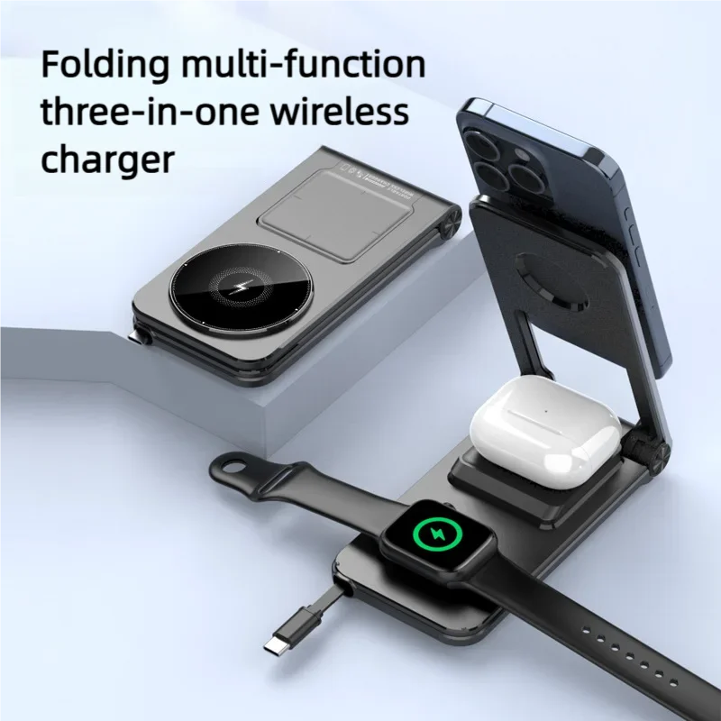 

For Magsafe Wireless Charging Station 3 in 1 Fast Wireless Charger Stand For IPhone Wireless Charger For Apple Watch 8 Ultra 7 6