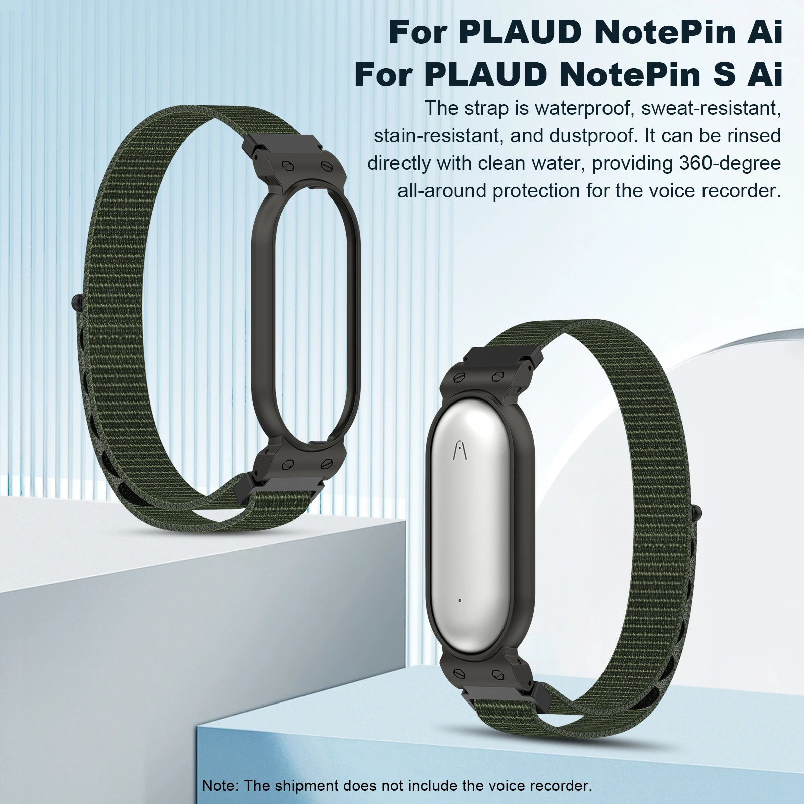 

Adjustable Wearable Strap Protective Case Nylon Wristband Compatible for PLAUD NotePin AI Voice Recorder