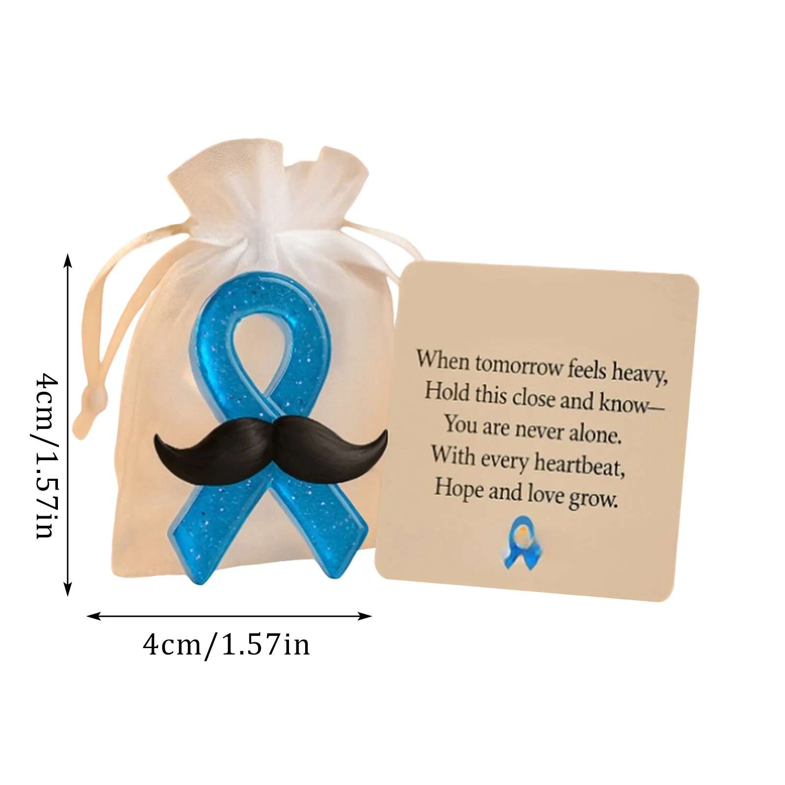 عناق جيب الشريط الأزرق، جيب مباركة مع بطاقة رسالة مباركة، هدية تذكارية ساحرة ملهمة للأصدقاء