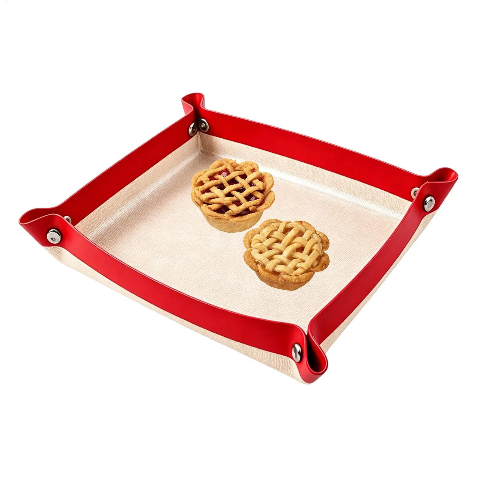 Silicone Fiber Baking Mat With Buckle Reusable Corners S nap Together To Form Leakproof & Non Stick Baking Tray Oven Liner