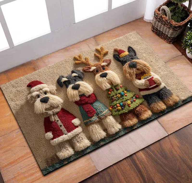 Xmas Schnauzer Mat, Cute Schnauzer Dog Gifts Doormat Christmas, Schnauzer Dog Lover Gift, Xmas Dog Doormat, Xmas Gifts