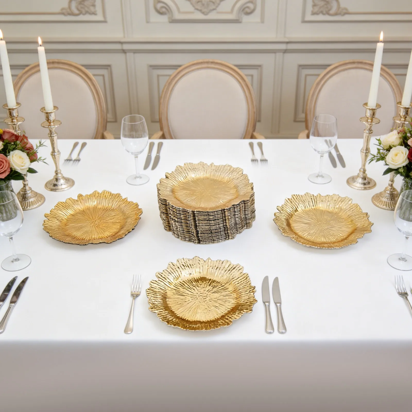 

24Pcs Charger Plates, Round Salad Reef Plate for Dinner Plates,Wedding,Party Elegant Decoration Salad Plates, Soup Bowls and Plates Less Than 11" in Diameter
