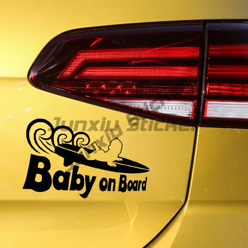 

Funny Cool BABY ON BOARD Surf Sticker Car Vinyl Decals Black White