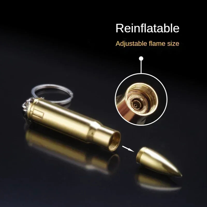 Metal Bullet Cigarette Lighter Torch Smoking Accessories Butane Gas Keychain Lighter Cool Men Creative Gifts Windproof Lighters