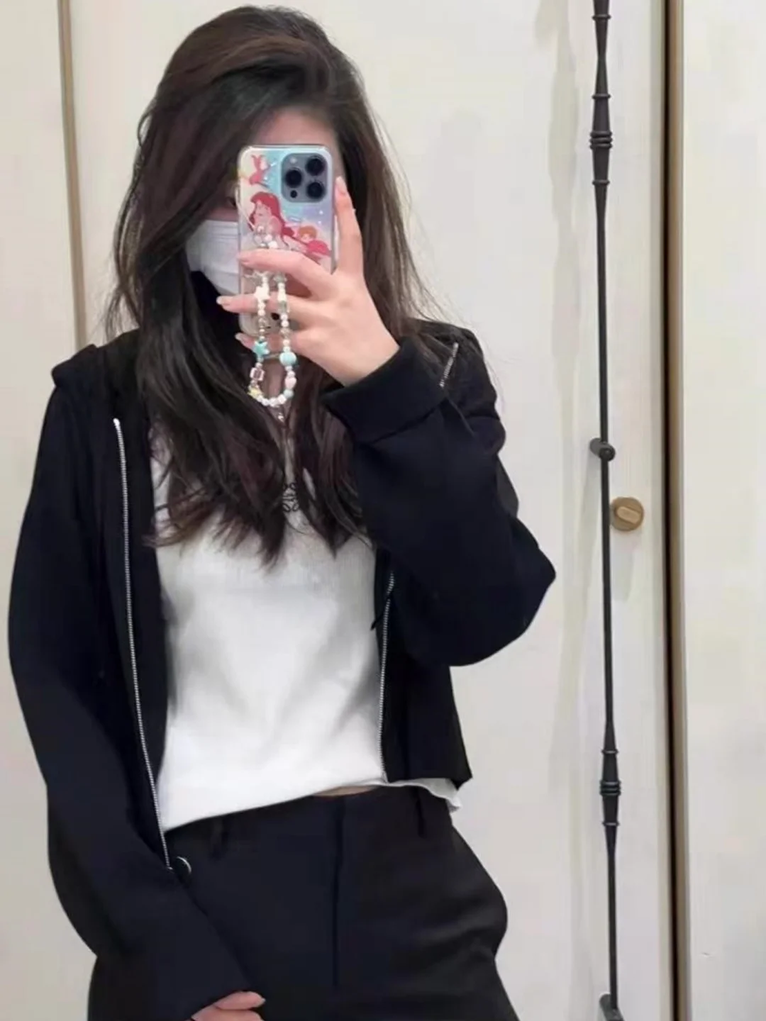 

Женская толстовка-кардиган на молнии с круглым вырезом и принтом, свободного кроя, в корейском стиле, для ранней осени, с длинными рукавами