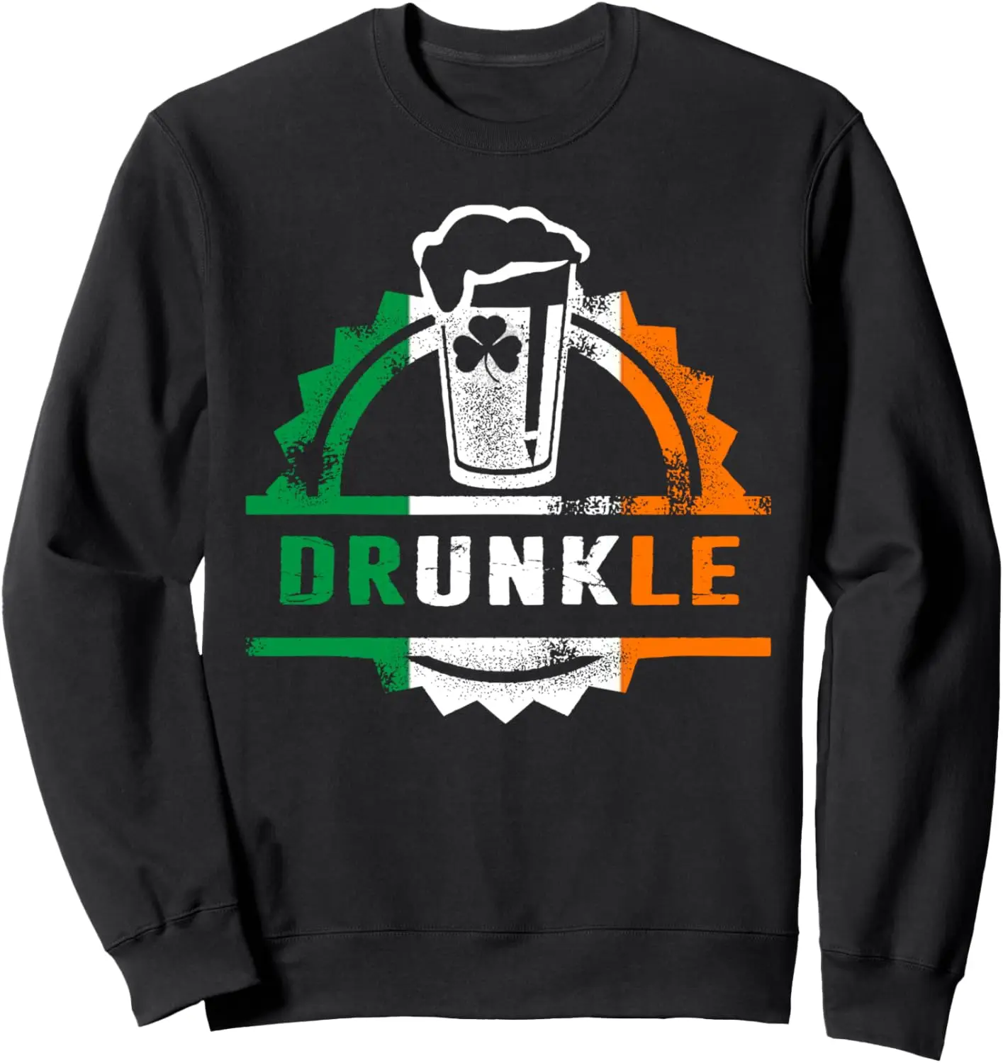 Drunkle Drunk Funny Uncle Beer Glass Irish Flag Colors Sweatshirt