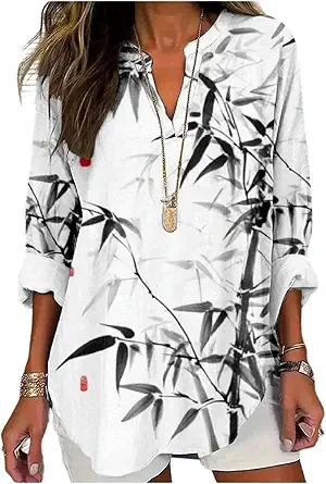 

Women's Bohemian Floral Shirt V-Neck Vintage Print Casual Loose Comfortable Top