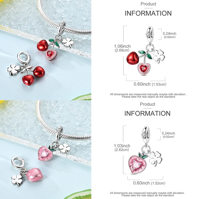 925 Sterling Silber Lebensmittel-Charm-Perlen Erdbeere Pilz Honig Kaffee Cocktail Gumball DIY Armband Halskette Geschenk für Frauen – Detail 12
