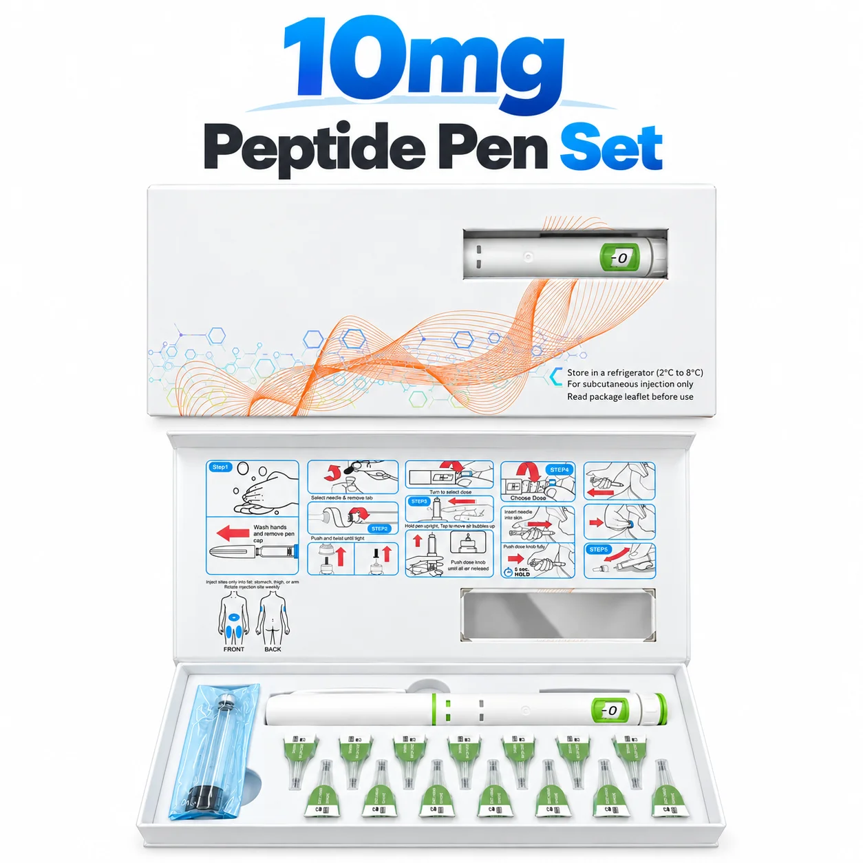 Hot Sale 10mg Injection Pen Set including 12Pcs Insulin Pen Needle 1Pcs 3ML Empty Cartridge 0-2.5mg-5mg-7.5mg-10mg Tattoo Pen