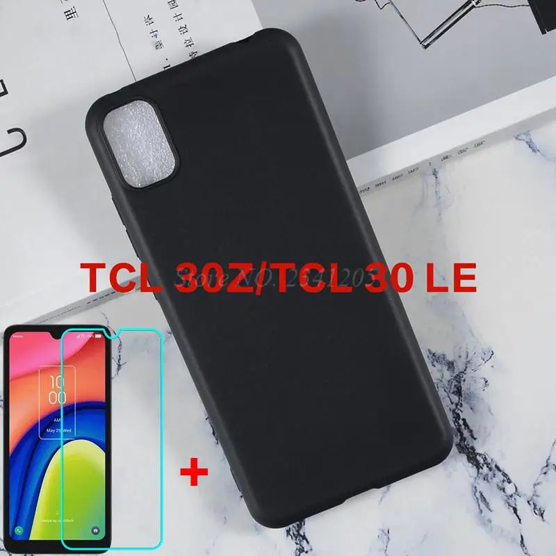 2in1 Protective Glass Cover For TCL 30Z Case Silicone Ultra-thin Soft TPU Clear Phone Case For TCL 30 LE T602DL Screen Protector