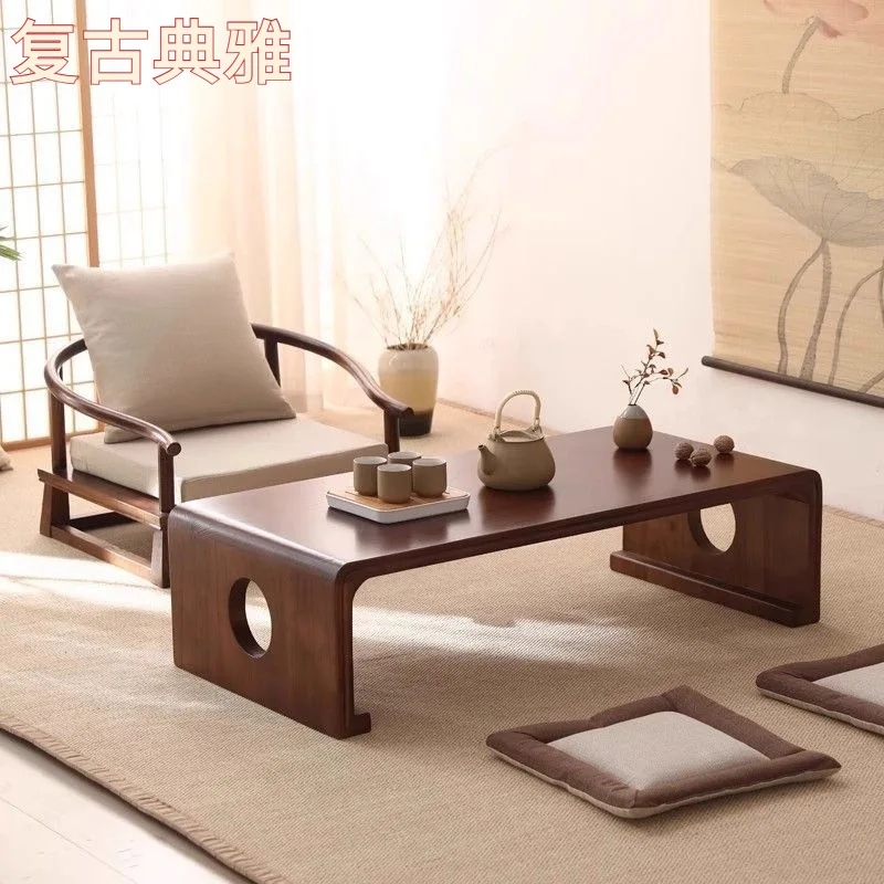 Solid wood coffee table living room bay window tea table Japanese balcony household simple tatami