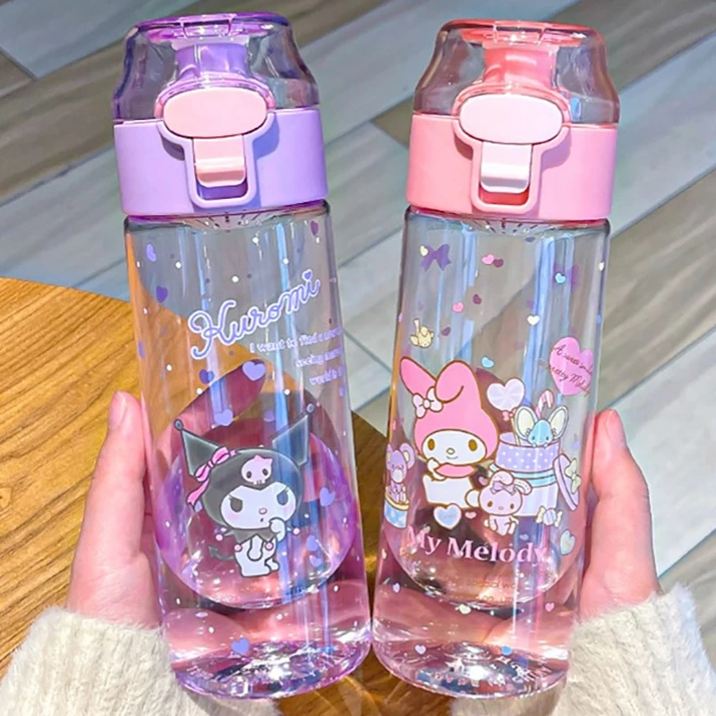 

New Cute Sanrio Cinnamoroll Kuromi Water Cup Girls Plastic Cup High Temperature Resistant Summer Children'S Water Bottle Gift