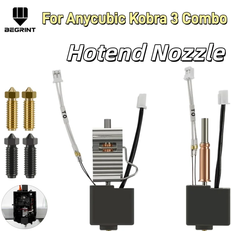 

﻿ Комплект печатающей головки Hotend для Anycubic Kobra 3 / 3 Combo с термобарьером, соплом, термистором, термоблоком и нагревательным элементом, запчасти для 3D-принтера
