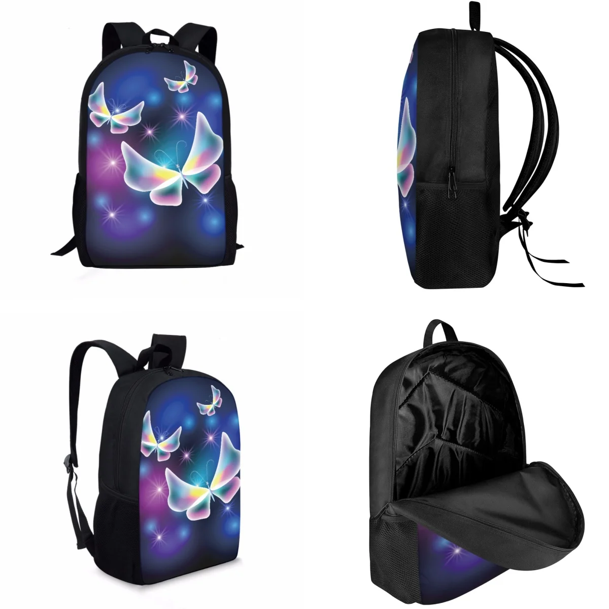 Mochila con estampado de mariposa para mujer, bolso Escolar de gran capacidad para ordenador portátil de 16 pulgadas, con patrón personalizado