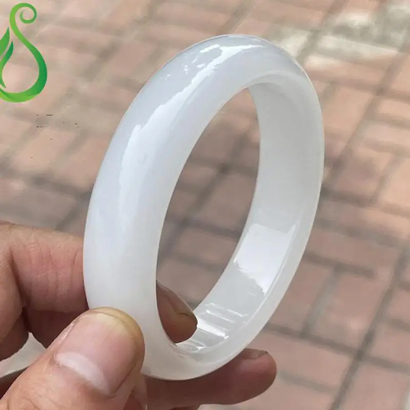 Natural Nephrite White Jade Bangle Stone Bracelet Women Fine Jewelry Accessorie Genuine Hetian Jades Bangles Girlfriend Mom Gift