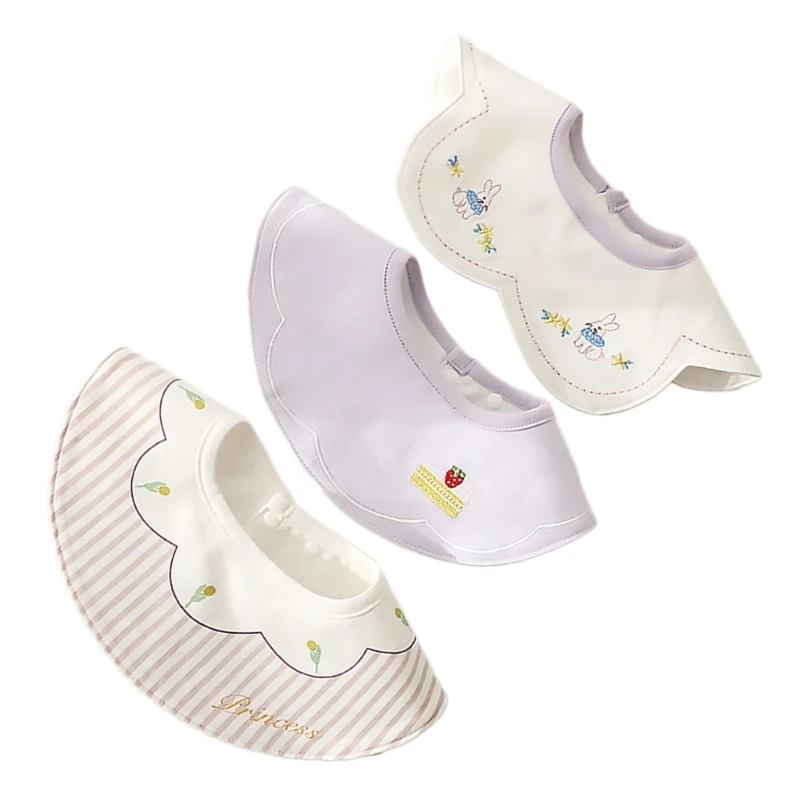 3pcs Toddler Waterproof Bibs with Lovely Embroidery Infant Waterproof Bibs Set Infant Mealtime Bibs Lovely Pattern Bibs