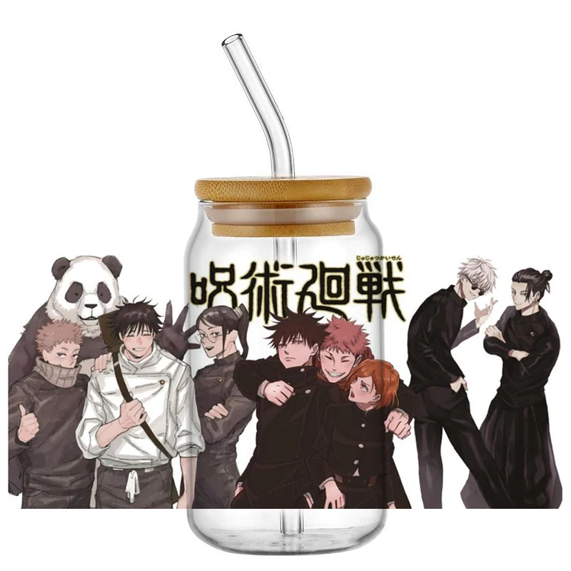 Popular 20 Styles Jujutsu Kaisen Anime 16oz UV DTF 3D Transfer Cartoon Sticker Wrap Decals For Glass Can Cup Craft DIY Creative