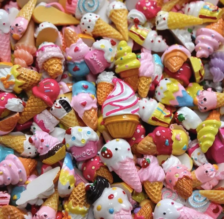 10PCS Resin Candy Charms Blessing Bag Accessories DIY SLIME Filling Cream Gel Mobile Phone Shell Lollipop Pack Candy Charm