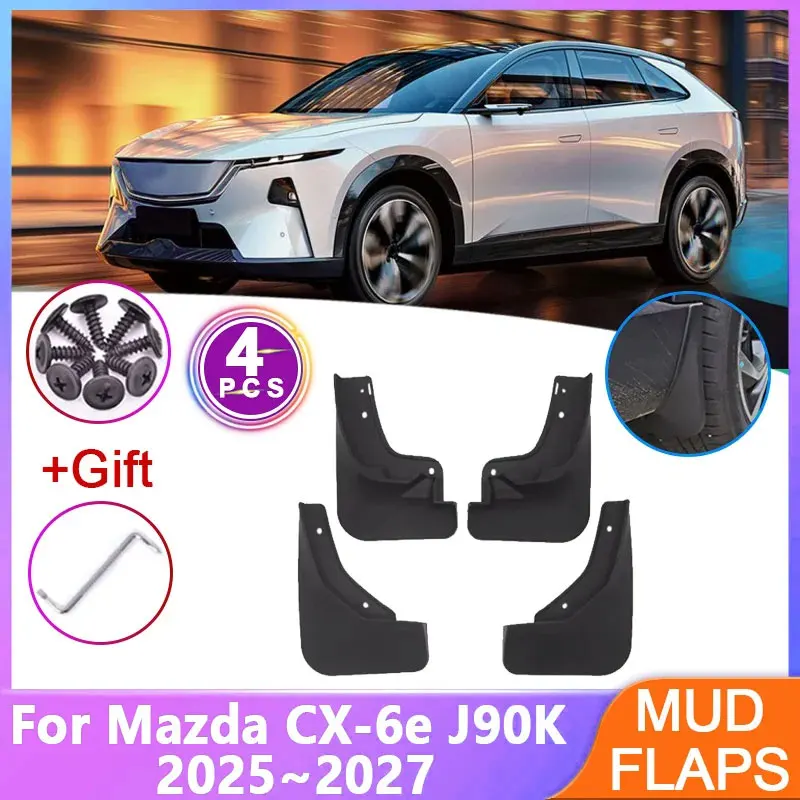 

Для Mazda CX-6e Аксессуары EZ-60 J90K 2025 2026 2027 Автомобильные брызговики, передние и задние, защита от брызг, автозапчасти