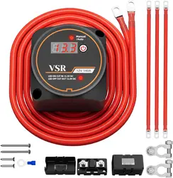 12V 140 Amp Dual Battery Isolator Kit with LED Voltmeter Manual/Auto Mode Waterproof Voltage Sensitive Relay Smart Dual Battery