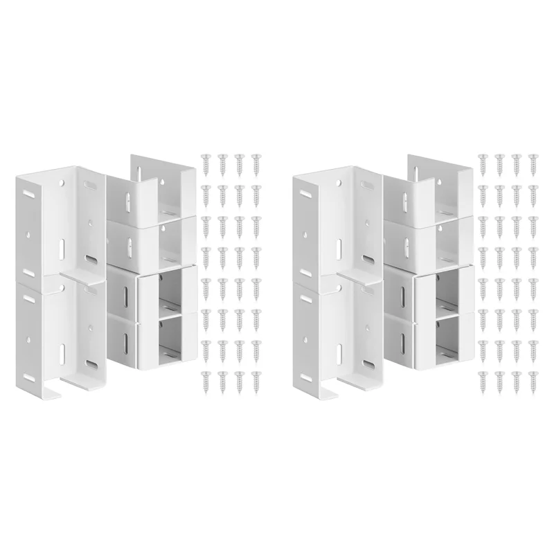 

A88E-Heavy Duty Carbon Steel Fence Bracket With Screws For Vinyl Fencing Panel To Post Connection Rail Bracket Kit 8Pcs White