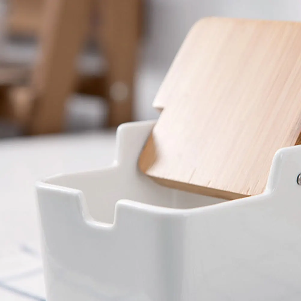 

Ceramic Seasoning Bottles Salt Shaker Spice Jar Storage Containers Kitchen Bar Accessories Bamboo Lid