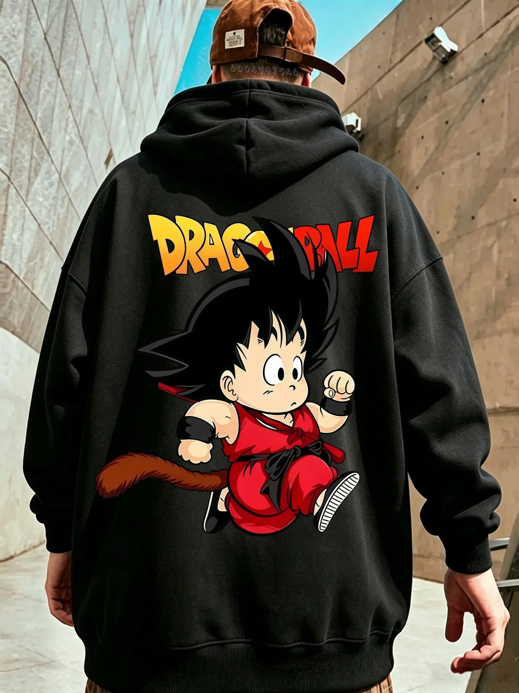 Y2K's latest men's hooded sweatshirt. Cartoon Dragon Ball Q version - Little Monkey Shenron print casual long-sleeved hoodie.