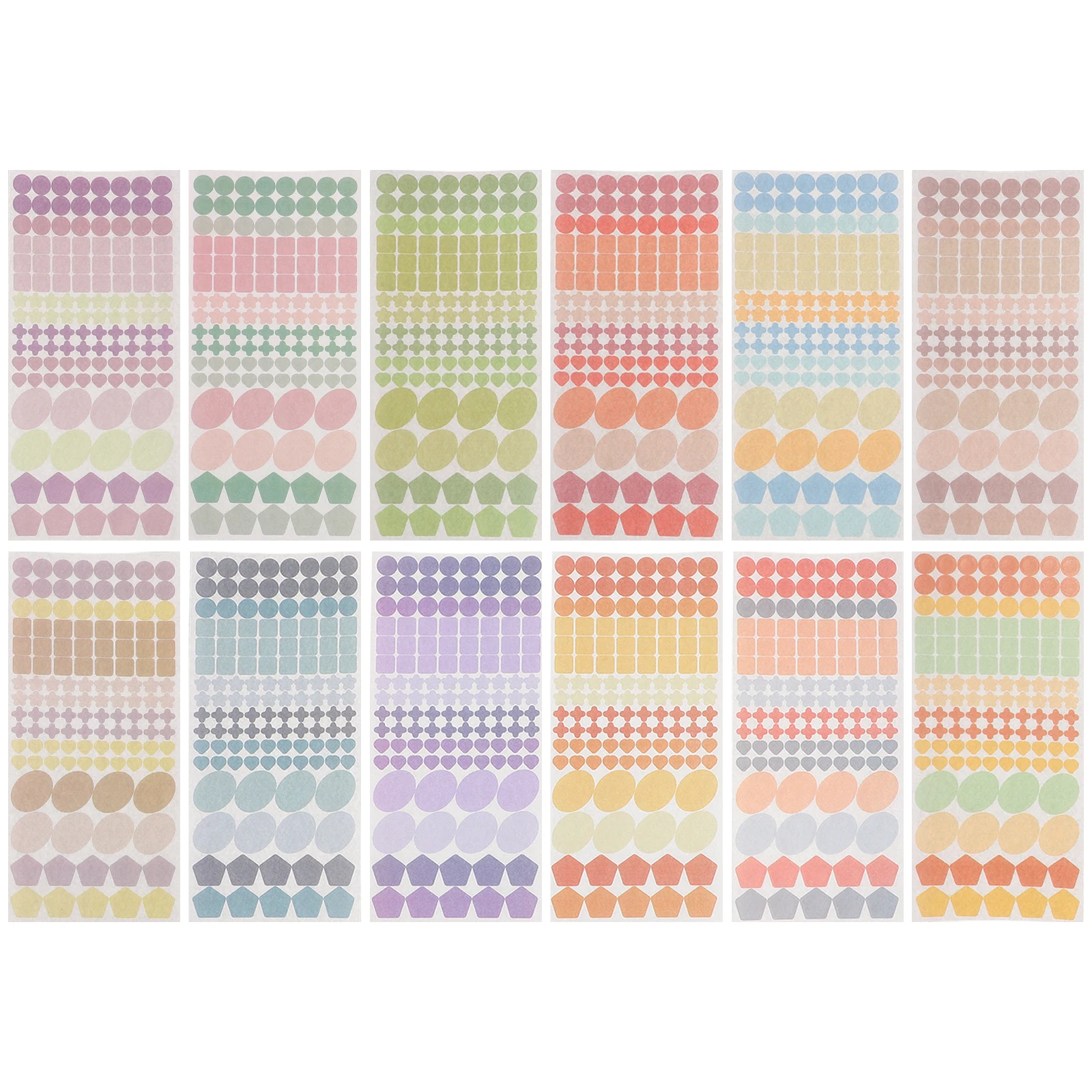 

12 Sheets Washi Stickers Journaling Supplies Cute Retro Stationary Scrapbooking Geometric Markers Hardwearing Paper