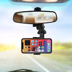 Rearview Mirror Mount 360 Rotating Car Phone Holder Car Phone Bracket Navigation GPS Stand Foldable Mobile Cell Support in Car