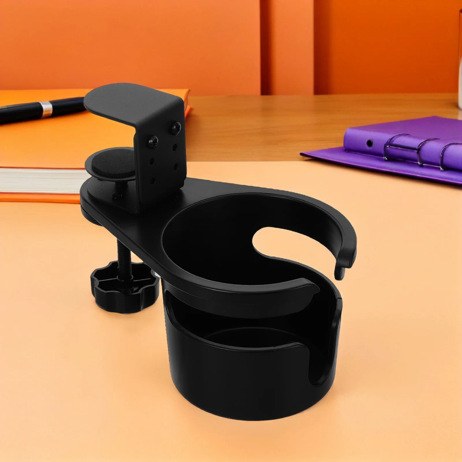 Morsetto portabicchieri per scrivania Morsetto regolabile da 63 mm senza ribaltamento su supporto girevole per porta bottiglie d'acqua da tavolo