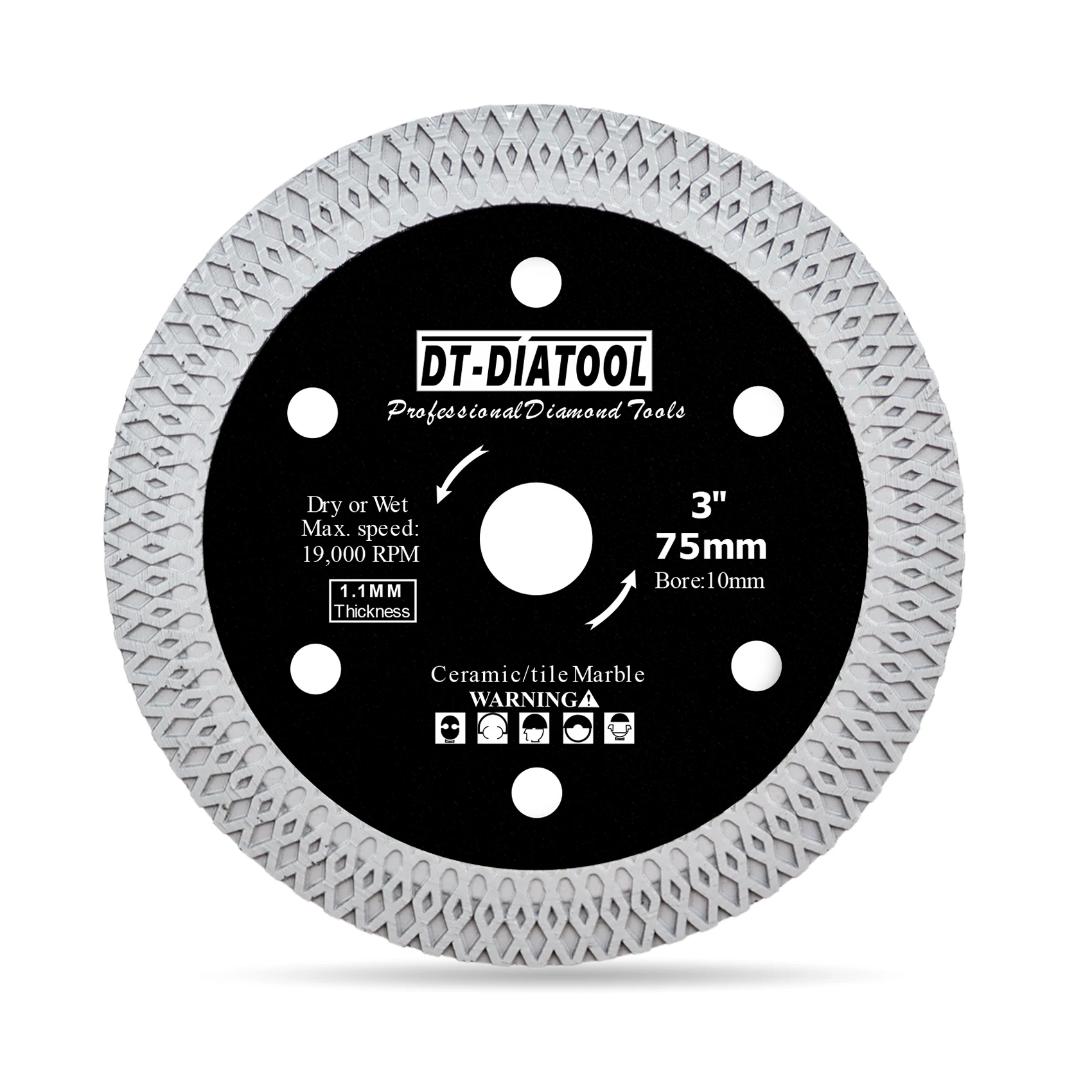 Imagem -03 - Dt-dialtool Peças de Diâmetro 75 mm Disco de Corte de Diamante de Corte de Telha Polegadas Mini Lâmina de Serra para Mármore Cerâmica Porcelana Furo 10 mm