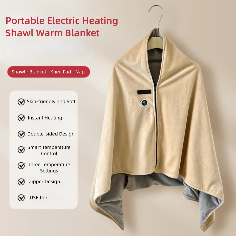 ウェアラブルusb電気加熱ブランケット洗えるポータブルウォーミングショール3段階の加熱レベル加熱ラップブランケットオフィス-家庭-キャンプ用