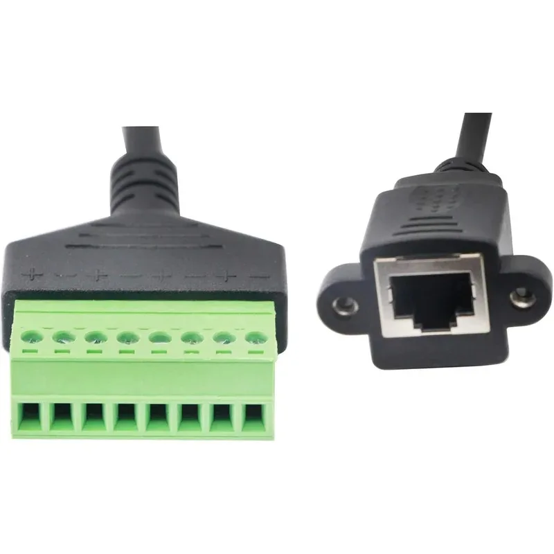 RJ45 8P8C to 8Pin Screw Terminal Adapter for CCTV DVR Network Signal Extension Cat5/6/7 Ethernet Cable Extender