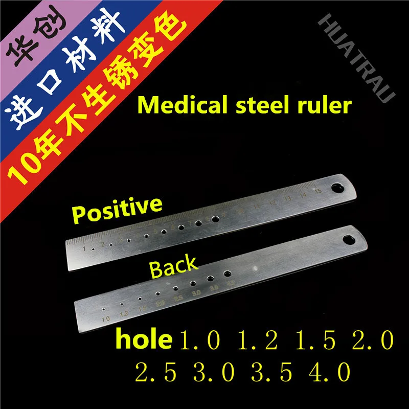 Pet Orthopaedic Instruments Medical Stainless Steel Scale Diameter Steel Scale Hole Screw Kirschner Needle Plate Length Measurer