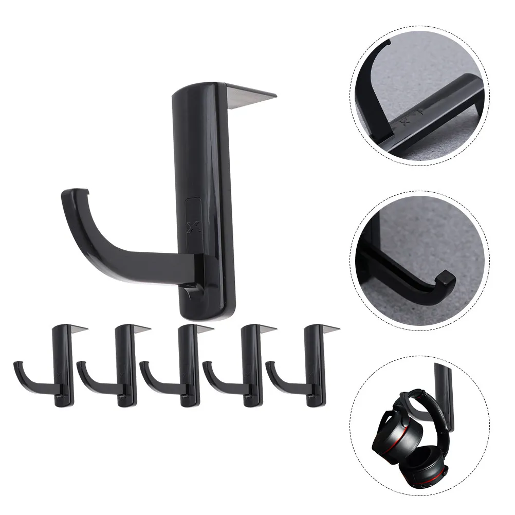 

6 Pack Headphone Holder Stand for Gaming Headset Earphone Hanger Mount Universal Rack Desktop Organizer Black