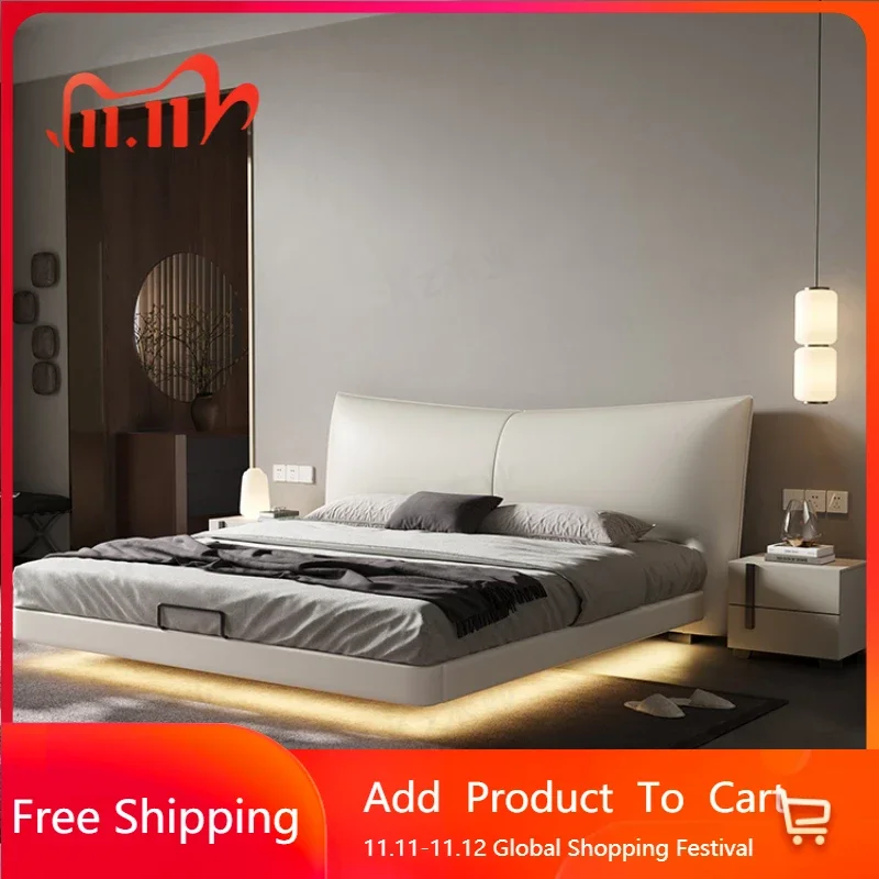 

Modern Luxury Double Bed Black Leather Italian King Size Bed Frame Full Size Camas Matrimonial Queen Size Bedroom Set Furniture