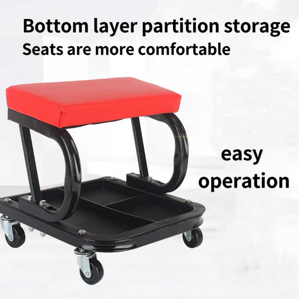 Auto Repair Tool Storage Stool Iron PU Leather Mechanical Special Repair Maintenance Creeper Folding Seat Cushion Work Chair