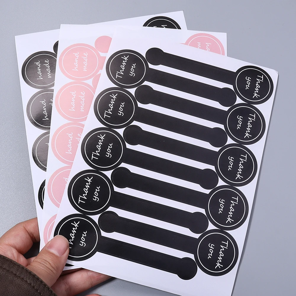 100pcs Black Thank you long sealing sticker pudding bottle sticker, Pink baking box label sticker, baking, handicraft products view 6