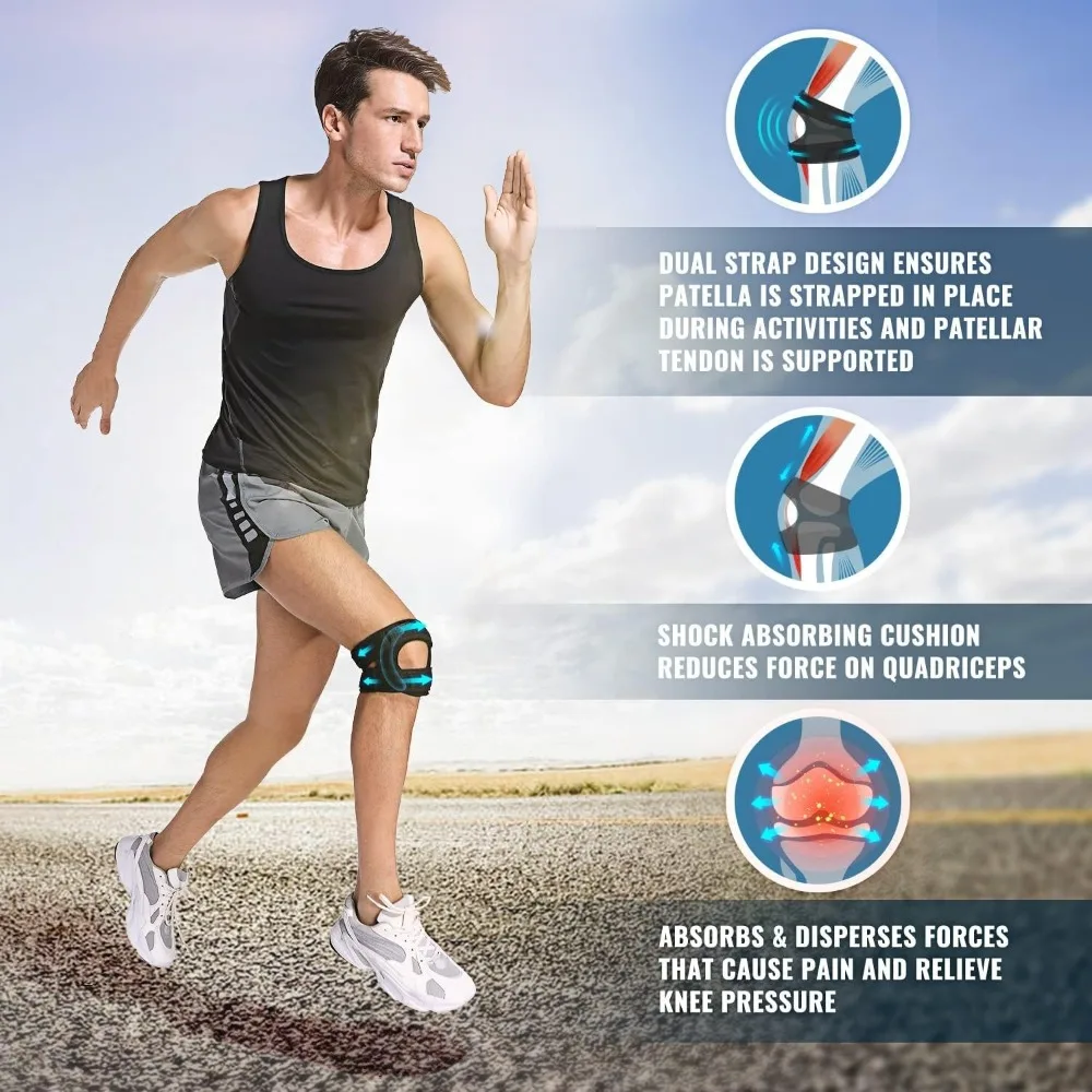 Patella Knee Brace for Women Men,Patellar Tendon Support Strap for Arthritis Tendonitis Running  Knee Hiking Basketball-1 pair