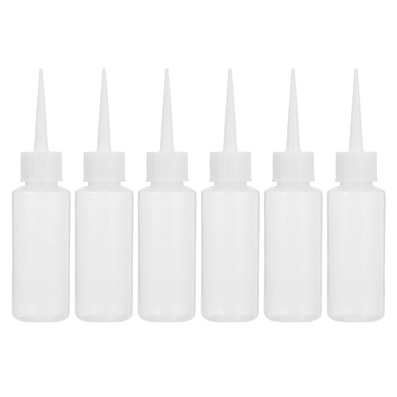 

6pcs 50ml Refillable Squeeze Bottles Pointed Mouth Plastic Empty Travel Essential Oil Motor Lubricant Sealant Beauty Seam Work