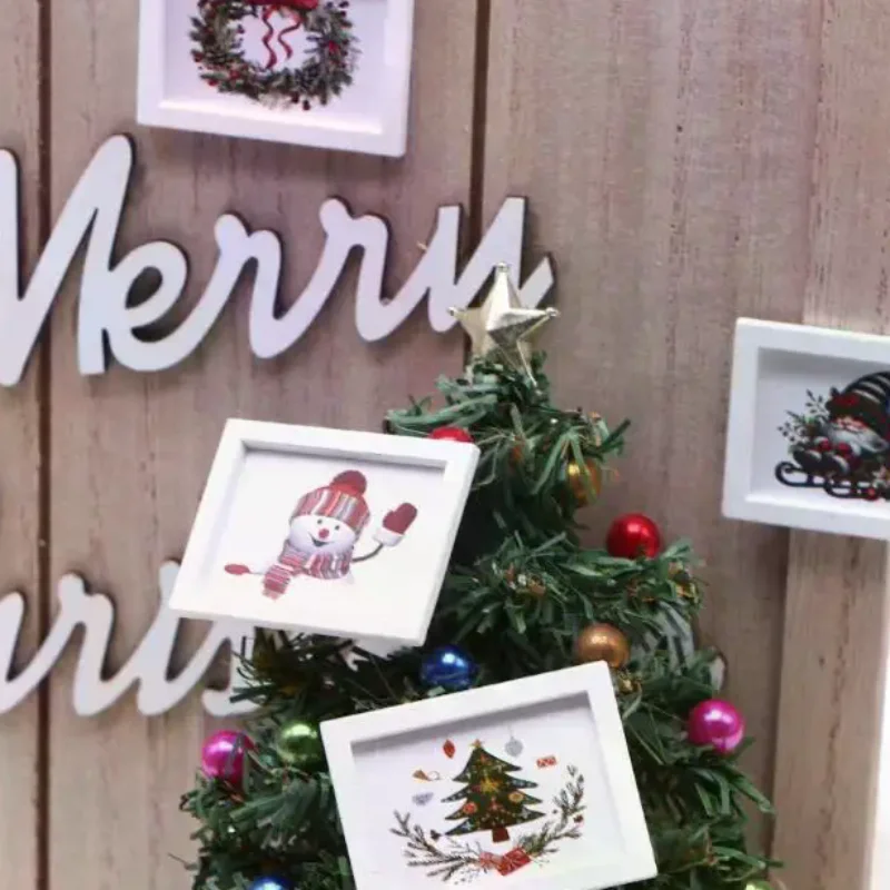 1/12 دمية صغيرة عيد الميلاد جدار جدارية زخرفة دمية ديكور المنزل دمى منزل مايكرو عيد الميلاد المشهد صور الدعائم