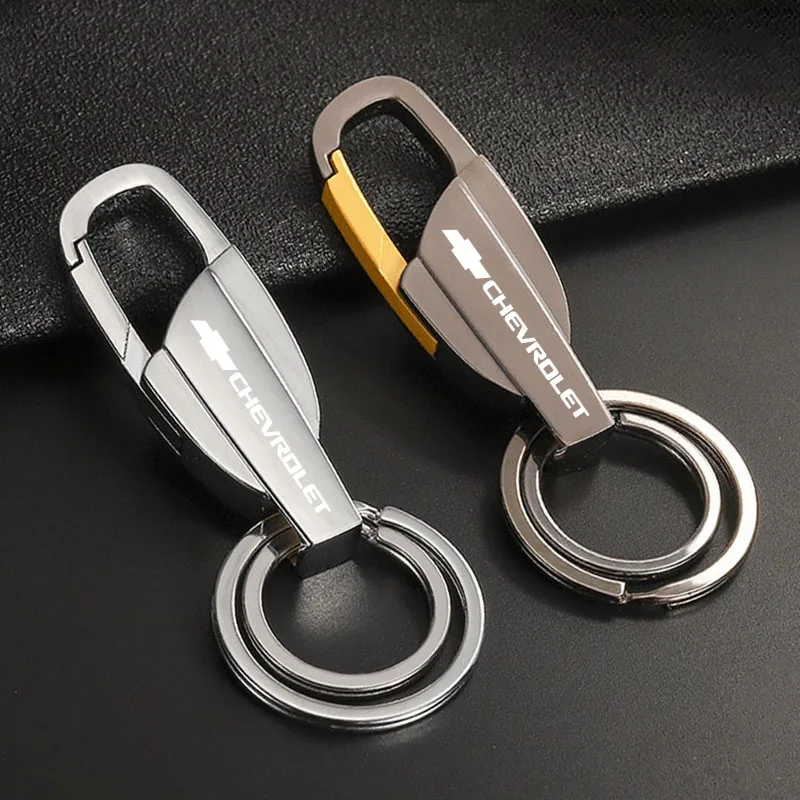 1Pcs With Car Emblem Keychain Zinc Alloy Key Ring For Chevrolet Cruze Spark Captiva Suburban Camaro Malibu Silverado Colorado