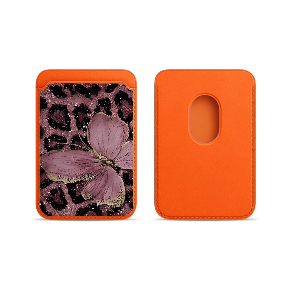 Leoparden-Schmetterling Leder-Kartenetui Handyhülle Kartenhalter für Magnetische Hülle Geeignet für alle iPhones mit Magsafe-Kartenfunktion – Detail 6