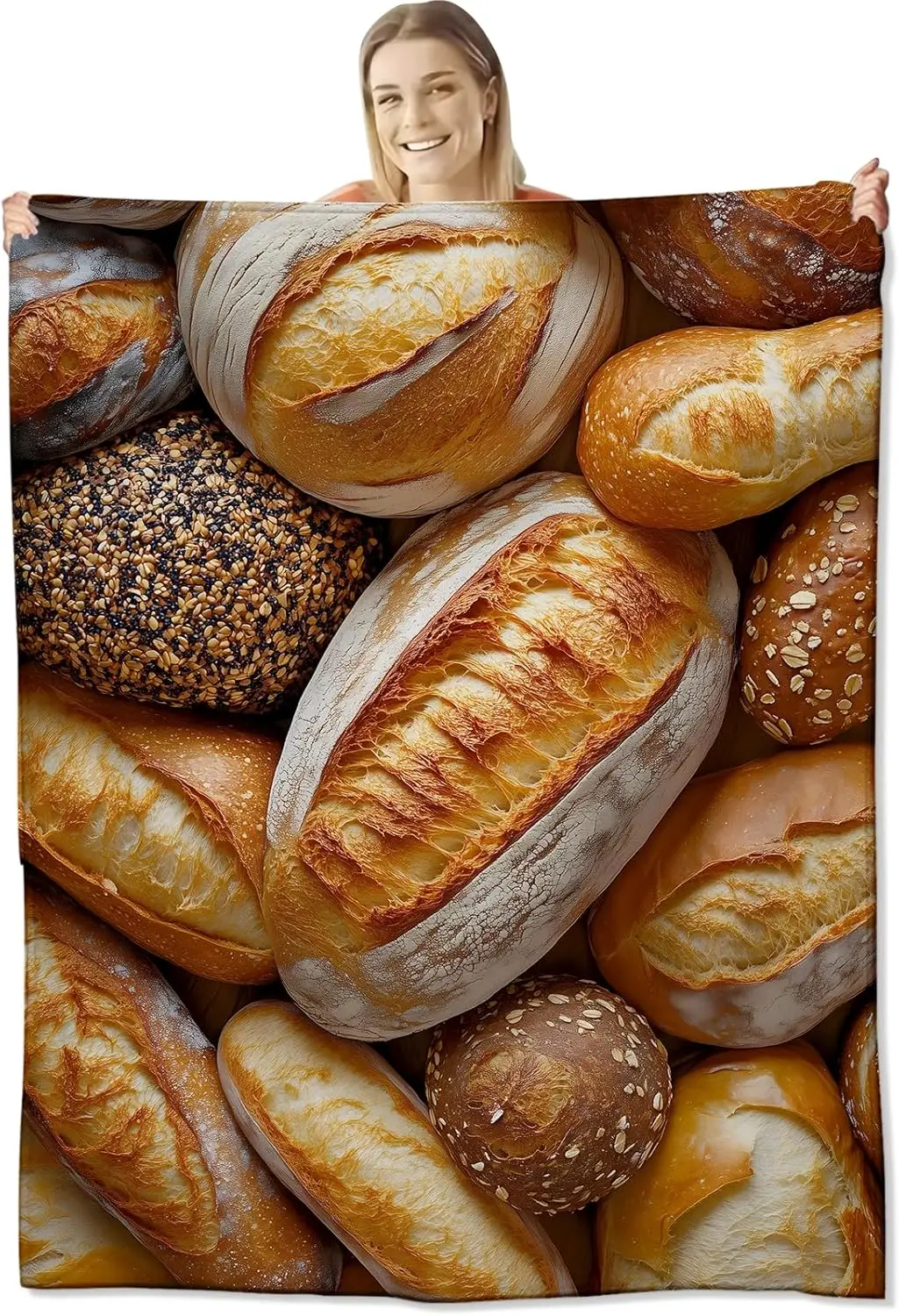

Bread Blanket for Women Adults, Flannel Bread Blankets Gifts, Bread Throw Blanket for Sofa Bed Living Room